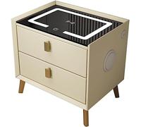 Elegante mesita de noche inteligente con estación de carga inalámbrica, 3 colores, luces LED, 2 cajones, USB, Bluetooth, mesita de noche