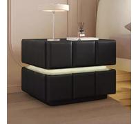 Elegante mesita de noche única con luces LED inteligentes, 2 cajones y una espaciosa mesa para dormitorio, mesita de noche