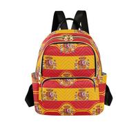Elegante mochila de viaje acolchada con bandera española roja para mujer, con múltiples bolsillos con cremallera, bolsa de viaje de poliéster ligero, Elegante bandera española roja, Medium, Mochilas