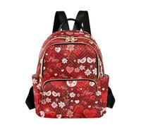 Elegante mochila de viaje acolchada para mujer con múltiples bolsillos con cremallera, bolsa de viaje de poliéster ligera, Elegante flor corazón rojo, Medium, Mochilas Daypack