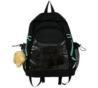 Elegante mochila escolar de gran capacidad, libro transparente con espaciosa mochila de almacenamiento, múltiples bolsillos para la escuela y el día a día, gran capacidad, Negro, S