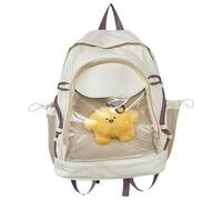 Elegante mochila escolar de gran capacidad, libro transparente con espaciosa mochila de almacenamiento, múltiples bolsillos para la escuela y el día a día, gran capacidad, blanco, S