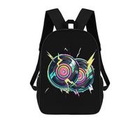 Elegante Mochila Universidad Música Retro En CD De Los Noventa para Fiestas Tipo Casual Bolsas Poliéster Bolso Mochilas para Viajes, Mujeres, Trabajo, 42X32X14Cm
