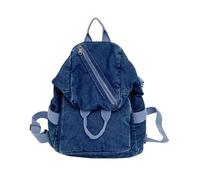 Elegante mochila vaquera para mujeres y hombres, versátil y vintage, mochila escolar con cremallera, bandolera de moda, b