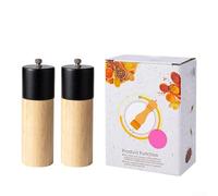 Elegante molinillo de pimienta de roble: molinillo de especias manual de madera para sal y pimienta blanca y negra recién molida, para uso en cocina (negro (2))