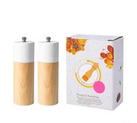 Elegante molinillo de pimienta de roble: molinillo de especias manual de madera para sal y pimienta blanca y negra recién molida, para uso en cocina (blanco (2))