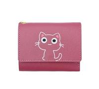 Elegante monedero de piel sintética con colgante de pata de dibujos animados, bolsillos para dinero en efectivo para uso diario, rosa oscuro