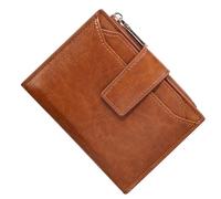 Elegante monedero de piel sintética, monedero plegable a la moda, cartera corta para tarjetas, billetera pequeña para viajes, mujer, monedero elegante de piel sintética con tarjetero, Brown, Mass