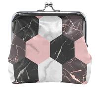Elegante monedero hexagonal rosa para mujer, monedero de cuero con hebilla de beso, pequeño monedero para monedas, Elegante hexágono rosa, OneSize