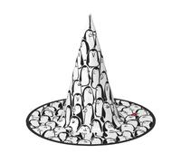 Elegante multitud de pingüinos con impresión de Halloween, accesorio de disfraz de bruja puntiagudo, sombrero de bruja, sombrero plegable de Halloween, 1 pieza