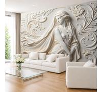 Elegante Mural De Pared con Escultura De Diosa Clásica De 280 × 200 cm (Ancho X Alto). Papel Pintado Fotográfico No Tejido Estilo Barroco con Efecto Estuco. Decoración De Pared para Sala De Esta