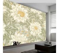 Elegante mural de pared con textura de flores y plantas, papel pintado fotográfico con patrón Shabby Chic, moderno no tejido, para sala de estar o dormitorio de niños, 250 x 175 cm (ancho x alto)