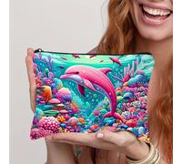 Elegante Neceser de Maquillaje de y Ballena - Material de Poliéster Duradero, Diseño Plegable con Impresión - Bolsa de Almacenamiento de Maquillaje de Viaje y Regalo para Amantes de , Joyería de