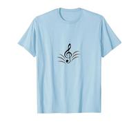 Elegante Nota Musical de Clave de Sol para entusiastas de la melodía Camiseta, Hombre, Azul Bebé, XL