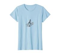 Elegante Nota Musical de Clave de Sol para entusiastas de la melodía Camiseta, Mujer, Azul Bebé, L