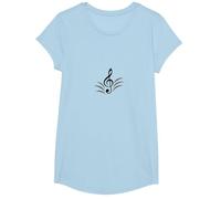 Elegante Nota Musical de Clave de Sol para entusiastas de la melodía Camiseta, Niñas, Azul Bebé, Grande