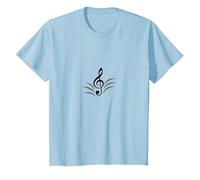 Elegante Nota Musical de Clave de Sol para entusiastas de la melodía Camiseta, Niños, Azul Bebé, 6 años