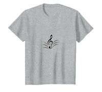 Elegante Nota Musical de Clave de Sol para entusiastas de la melodía Camiseta, Niños, Gris Jaspeado, 10 años