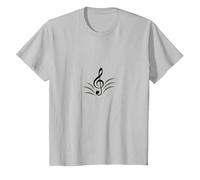 Elegante Nota Musical de Clave de Sol para entusiastas de la melodía Camiseta, Niños, Plata, 8 años