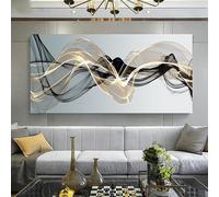 Elegante obra de arte abstracto con líneas fluidas Cuadro decorativo de gran formato para la pared del salón (35x70cm/sin marco)