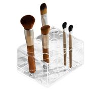 Elegante organizador de brochas de maquillaje, estante de almacenamiento de brochas cosméticas de acrílico transparente con plástico resiste