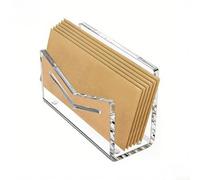 Elegante organizador de correo acrílico negro con corte en forma de V, estante de escritorio para cartas para el hogar y la oficina, 6 x 2.5 x 4 pulgadas (es transparente)