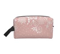 Elegante Organizador de cosméticos de Gran Capacidad con diseño Floral y Confeti de Encaje Blanco, Neceser de Viaje para Mujer.