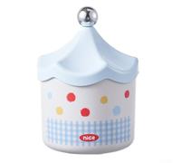 Elegante organizador de escritorio de plástico grande con tapa, estante de almacenamiento multifunción para residuos y accesorios pequeños, diseño divertido (azul)