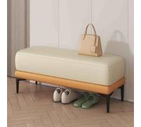 Elegante otomana de almacenamiento para dormitorio y entrada, asiento de madera acolchado, diseño rectangular, perfecto para el extremo de la cama para decorar tu espacio con una funcionalidad