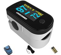 Elegante oxímetro de pulso OLED de color negro de doble color - Monitor de saturación de oxígeno sanguíneo con pantalla OLED de color y baterías incluidas - Monitor de saturación O2