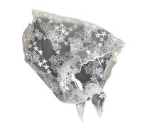 Elegante pañuelo triangular de encaje, estilo granjero francés, para vacaciones, viajes, para mujeres que buscan un accesorio único para dormitorio, acento de encaje, Flor de seis pétalos, Talla única