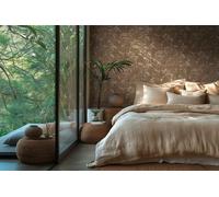 Elegante Papel Pintado Con Blättermuster Estilo Vintage - Marrón, Metálico