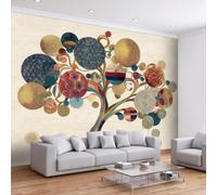 Elegante papel pintado fotográfico floral de 250 x 175 cm (ancho x alto) cm, arte de pared vintage Art Deco árbol botánico duradero para sala de estar, oficina, guardería, sala de juegos, papel