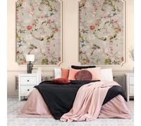 Elegante Papel Tapiz Con Paneles De Pared Y Colorido Motivo Floral De Fondo