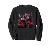 Elegante par de Bulldog a la Moda Perro Copa de Vino gráfico Bulldogs Sudadera