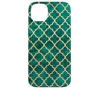 Elegante patrón de celosía Esmeralda clásico Quatrefoil Carcasa para iPhone 14 Plus