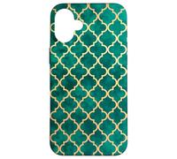 Elegante patrón de celosía Esmeralda clásico Quatrefoil Carcasa para iPhone 16 Plus