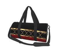 Elegante patrón de cuatrifolio Rojo, Negro y Dorado, Bolsa de Viaje de Gran Capacidad, Bolso Redondo, Bolsa de Viaje Deportiva, Bolsa de Mano, Bolsa de Fitness