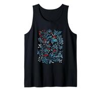 Elegante patrón floral rojo y azul Camiseta sin Mangas