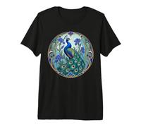 Elegante Pavo Real en un jardín Art Nouveau Camiseta Premium
