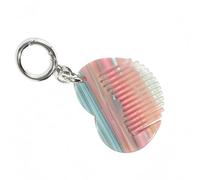 Elegante peine de bolsillo con estilo de corazón unido a anillos, bolsa de acetato resistente, adorno colgante para llavero de peine pequeño de larga duración