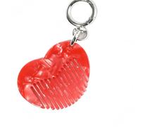 Elegante peine de bolsillo con estilo de corazón unido a anillos, bolsa de acetato resistente, adorno colgante para llavero de peine pequeño de larga duración