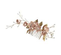 Elegante peine de pelo de novia con diamantes de imitación y perlas de imitación para bodas, fiestas, sesiones de fotos, accesorio floral para el pelo de boda, para novia, damas de honor, regalos de