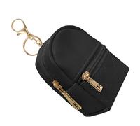 Elegante Pequeña Bolsa De Cosméticos Para Las Mujeres Durable PU Cuero Labiales Con Llavero Viaje Organizador De Maquillaje Pequeña Mochila Llavero, Negro , talla única