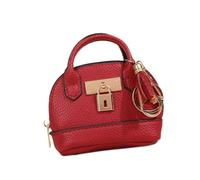Elegante Pequeño Bolsillo Llavero Monedero Monedero PU Cuero Organizadores Para Mujeres Lápiz Labial Tarjetas Y Cable De Datos Accesorios PU Organizadores De Cuero, rojo, talla única