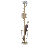 Elegante perchero de metal dorado y blanco con soporte para paraguas, soporte de árbol de pie para sala de estar, dormitorio, oficina y almacenamiento