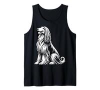 Elegante Perro Afgano Línea Arte Vista Lateral con Linda Pose Camiseta sin Mangas