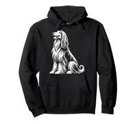 Elegante Perro Afgano Línea Arte Vista Lateral con Linda Pose Sudadera con Capucha