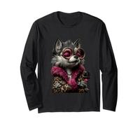 Elegante Perro Husky Retrato Moda Copa de Vino gráfico Redondo Manga Larga