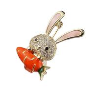 Elegante pin con forma de conejo con detalles de diamantes de imitación, decoración de doble propósito, pin único para ropa, accesorios, atuendos, miniatura, adorable broche de conejos